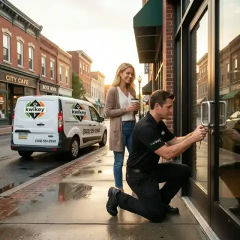 Discreet commercial lockout service for a business storefront
